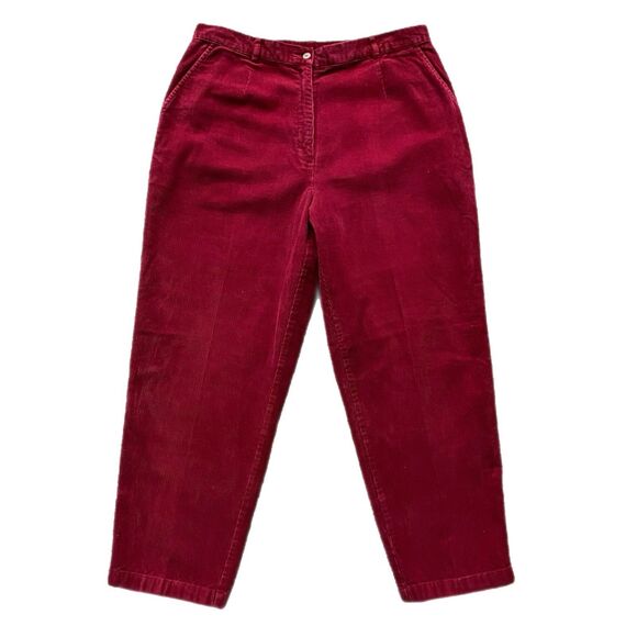 Vintage Corduroy Women Pants 16P Red High Rise Mom Tapered 90s Grunge LL Bean - Picture 1 of 14